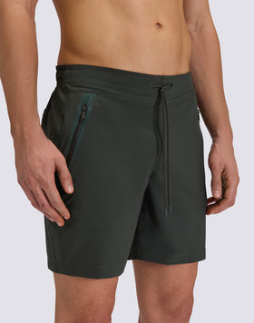 MAILLOT DE BAIN MI-LONGUEUR POUR HOMME, TAILLE SEMI-ÉLASTIQUE, EXTENSIBLE, AVEC POCHE THERMOCOLLÉE