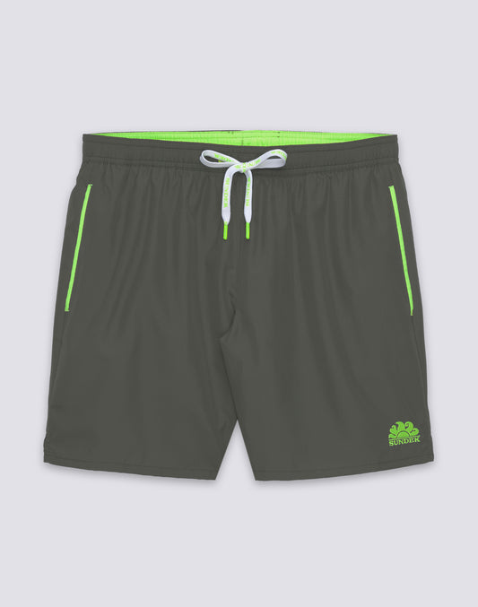 MEN'S LONG-SLEEVE ELASTIC WAIST SWIMSHORTS WITH PIPING IN REPREVE® RECYCLED POLYESTER