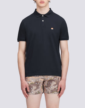 STRETCH PIQUET COTTON POLO SHIRT WITH RAINBOW PATCH