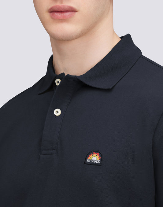 POLO IN COTONE PIQUET STRETCH CON PATCH ARCOBALENO