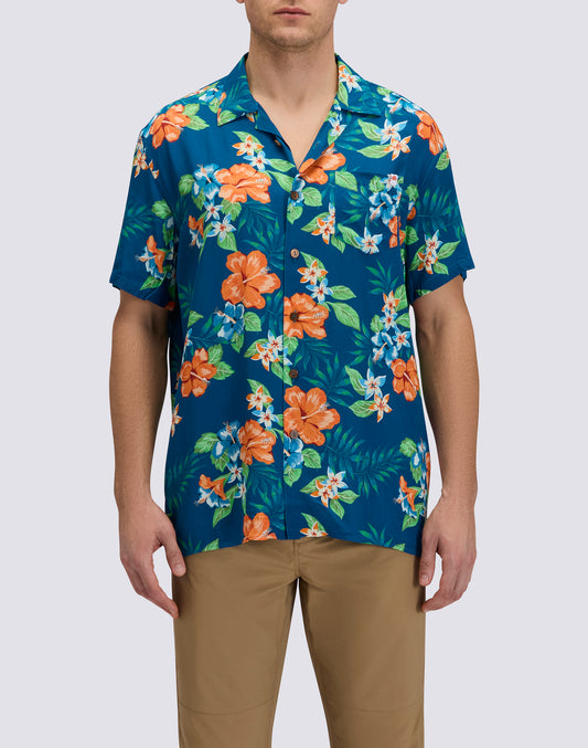 CAMICIA UOMO STAMPATA IN VISCOSA POPELINE