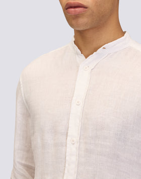 CAMICIA IN LINO IN TINTO CAPO CON COLLO ALLA COREANA