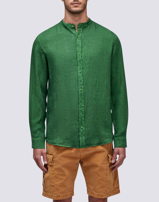 LINEN SHIRT WITH MANDAR COLLAR