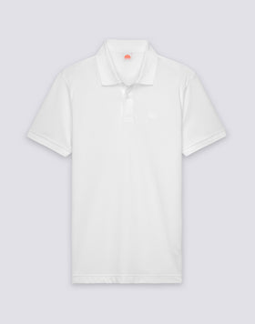 MEN'S PIQUET COTTON POLO SHIRT WITH STRIPED COLLAR AND CUFFS