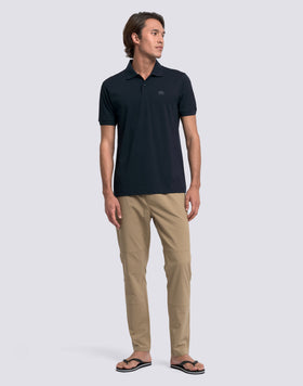 MEN'S PIQUET COTTON POLO SHIRT WITH STRIPED COLLAR AND CUFFS