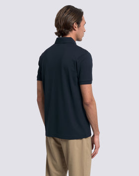 MEN'S PIQUET COTTON POLO SHIRT WITH STRIPED COLLAR AND CUFFS