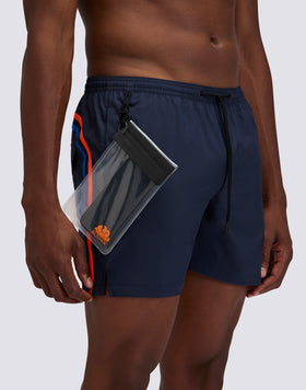 COSTUME DA BAGNO UOMO CON TESSUTO STRETCH A VITA ELASTICATA E CON CUSTODIA REMOVIBILE