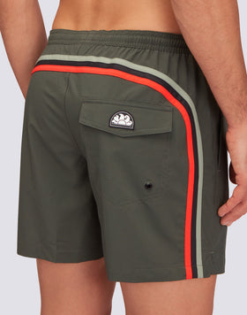 SWIM SHORTS WITH STRETCH FABRIC AND REMOVABLE POUCH