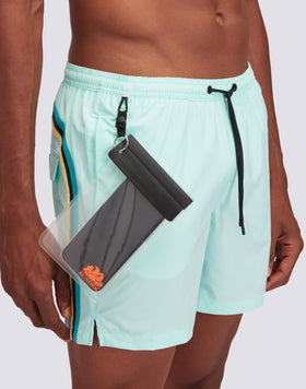 SWIM SHORTS WITH STRETCH FABRIC AND REMOVABLE POUCH