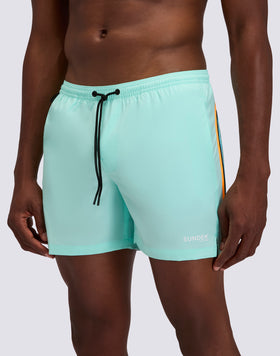 BAÑADOR CON TEJIDO ELÁSTICO, CINTURA ELÁSTICA Y BOLSILLO EXTRAÍBLE