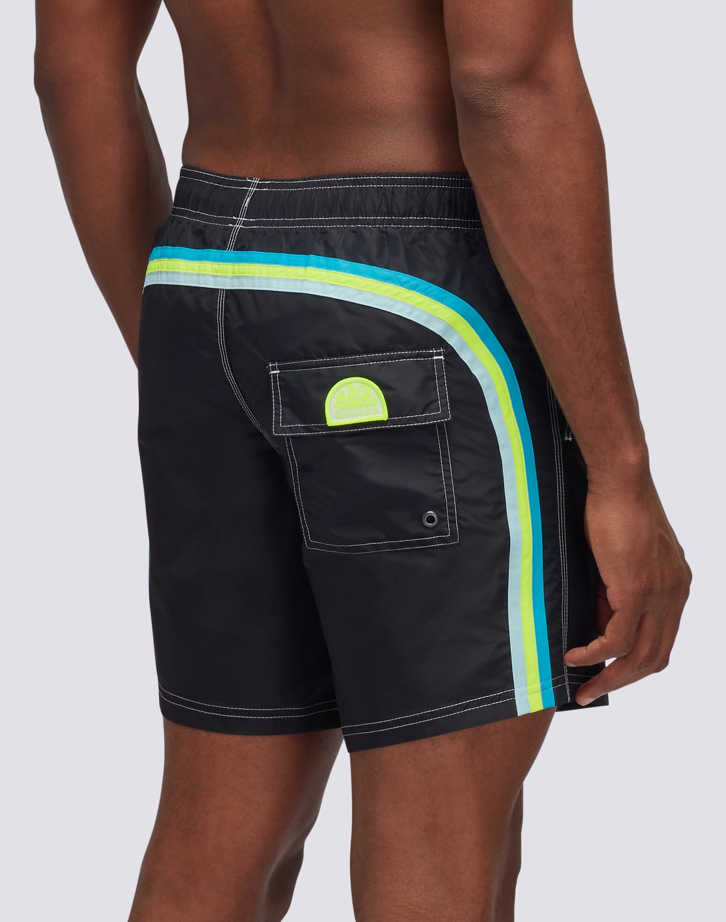 ICONIC TAFFETA STRETCH WAIST MID-LENGTH SWIM SHORTS