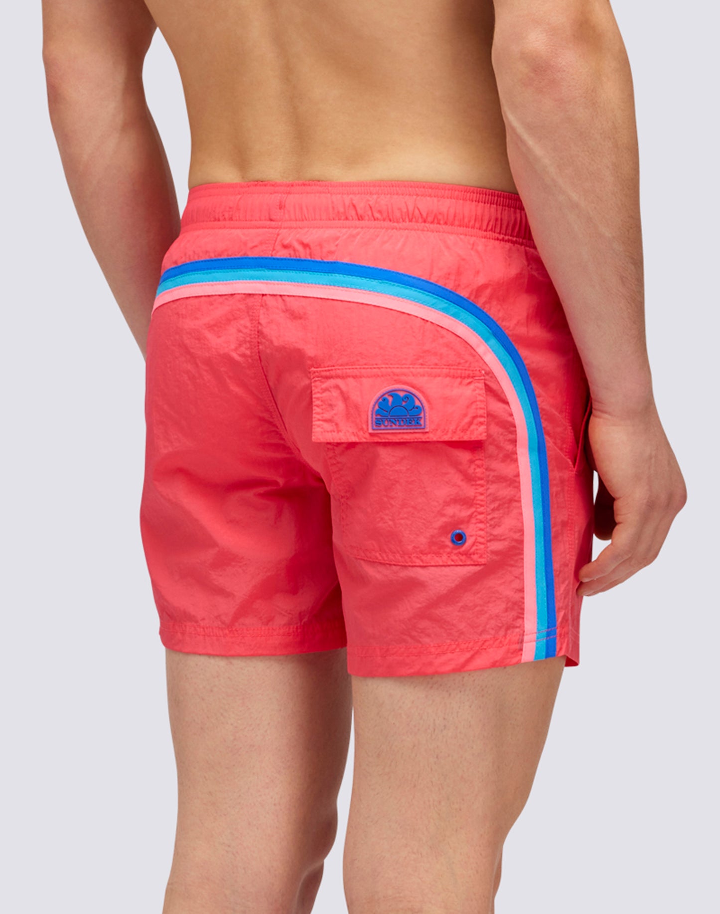 CRINKLED SHORT ELASTIC WAIST SWIMSHORTS