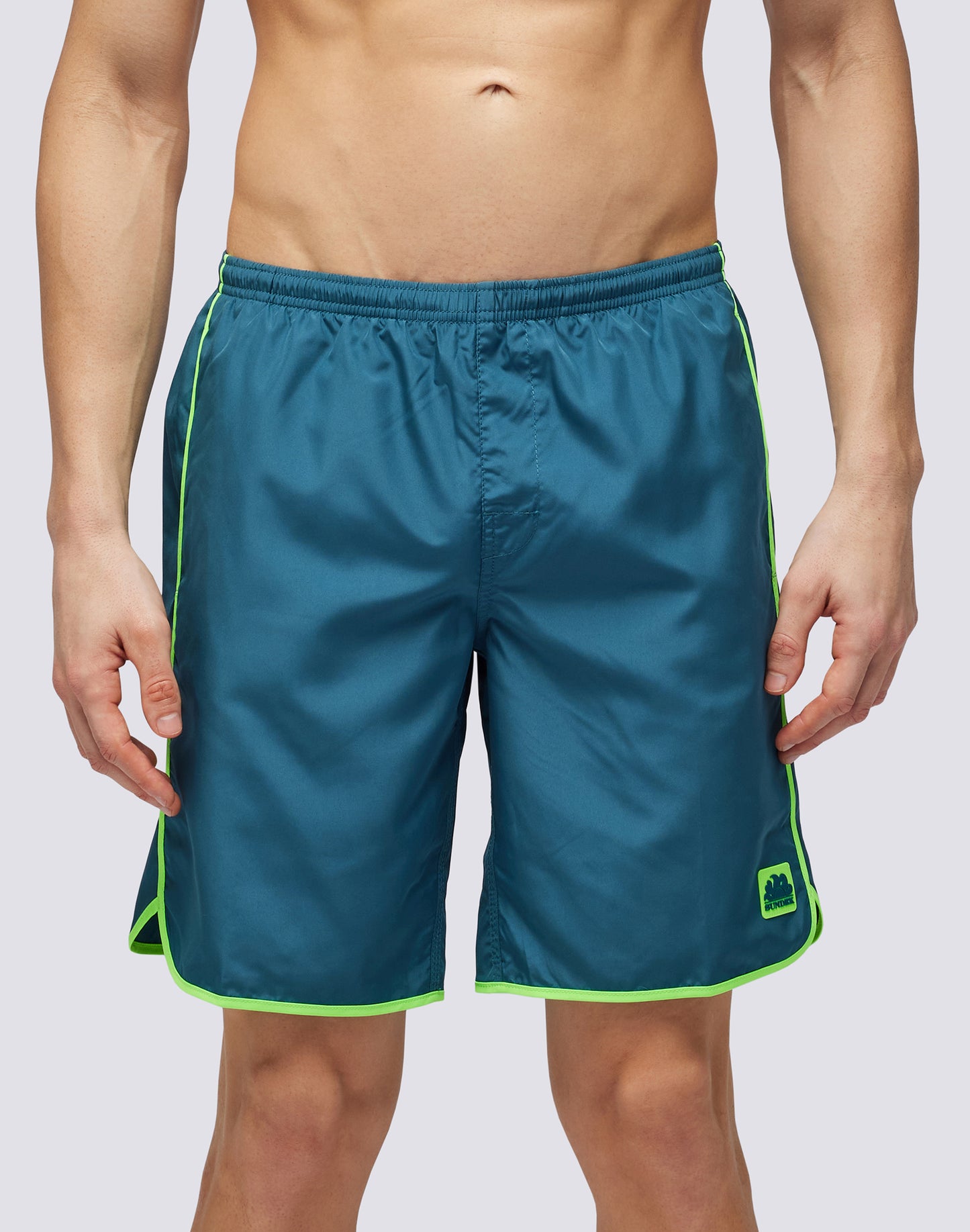 LIGHT POLY LONG SWIM SHORTS WITH AN ELASTICATED WAISTBAND