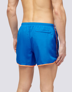 SHORT SWIMSHORTS WITH ELASTIC WAIST AND ROUND SIDE SLITS