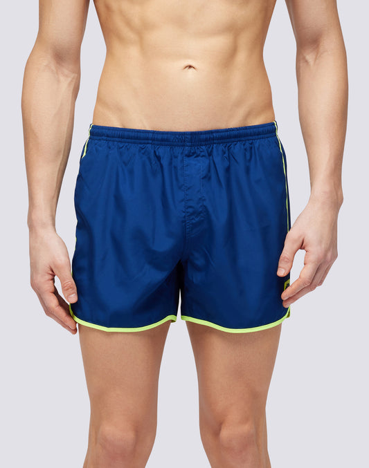SHORT SWIMSHORTS WITH ELASTIC WAIST AND ROUND SIDE SLITS