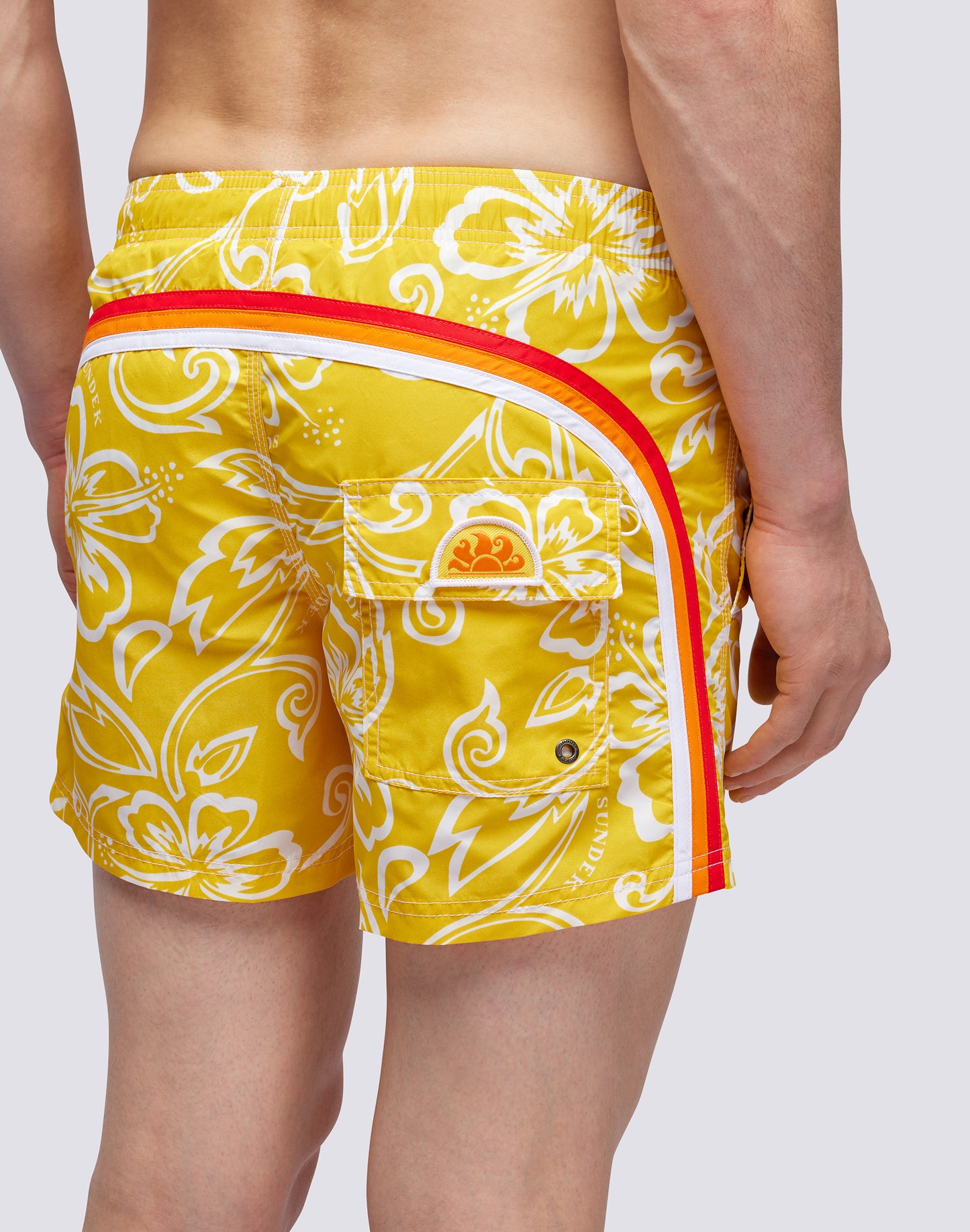 ARCHIVE HIBISCUS PRINTED SHORT SWIMSHORTS WITH ELASTIC WAIST