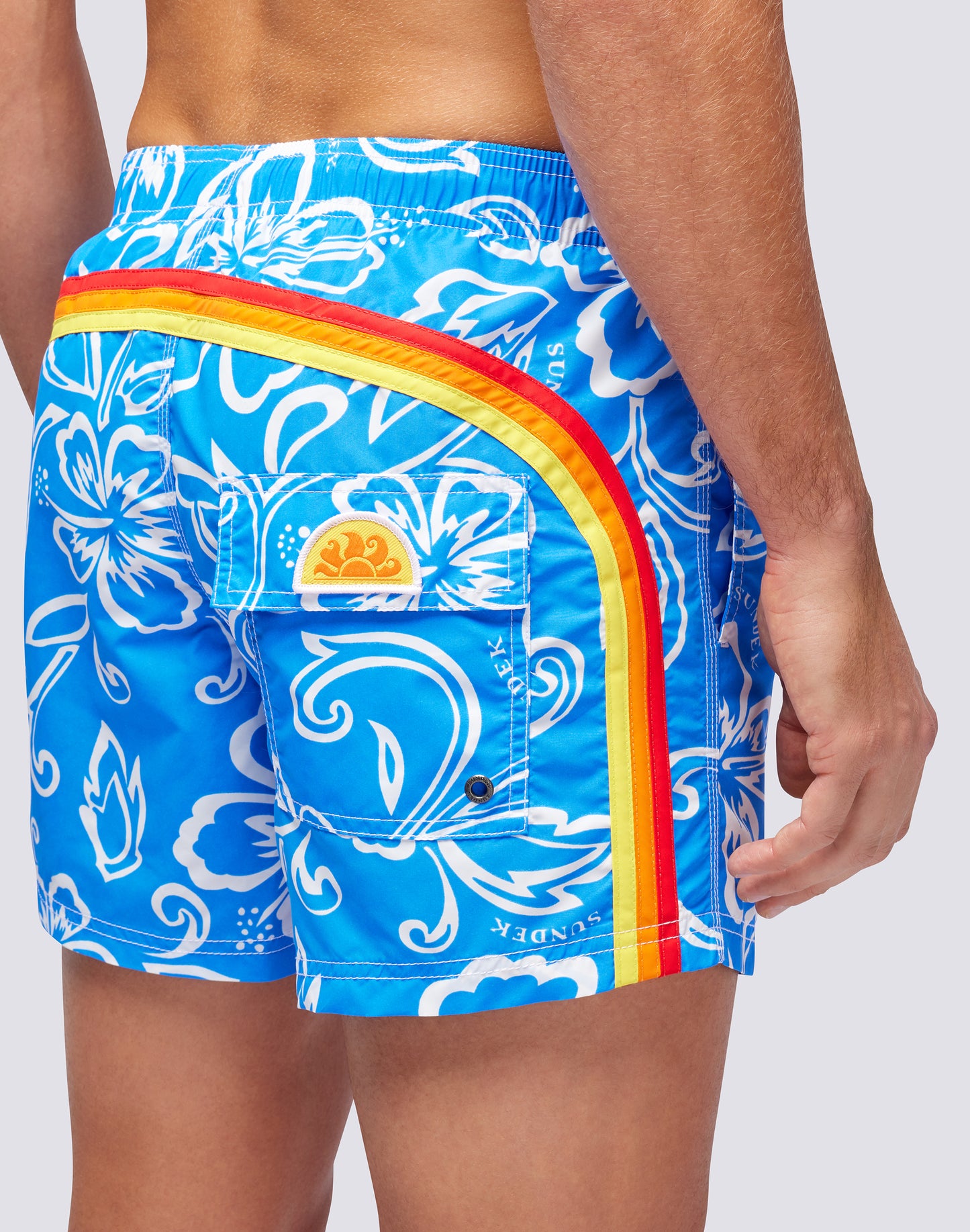 ARCHIVE HIBISCUS PRINT SHORT SWIMSHORTS WITH ELASTIC WAIST