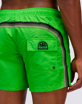 BAÑADOR CORTO CON CINTURA ELÁSTICA TAFETA ICÓNICA ARCO IRIS OSCURO