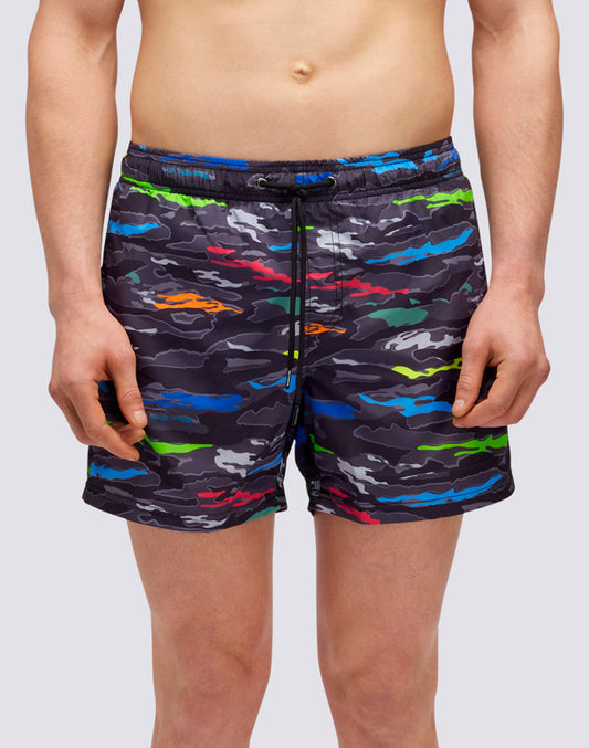 SHORT SWIMSHORTS WITH ELASTIC WAIST HAPPY CAMOU PRINT