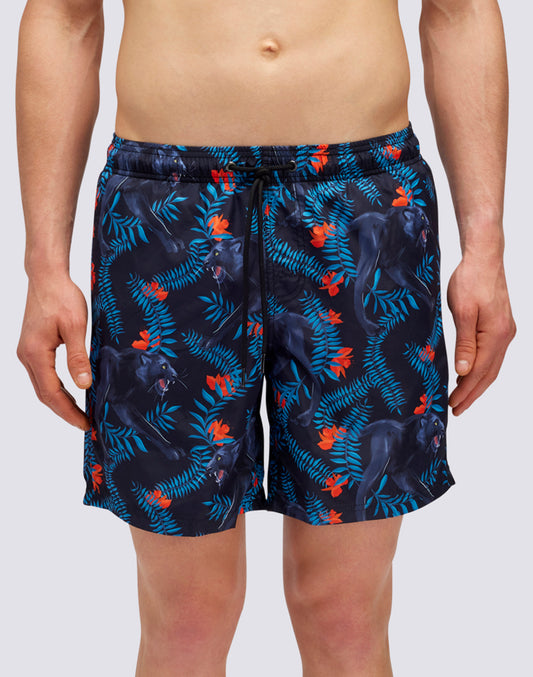 PANTHER PRINT MEDIUM SWIMSHORTS IN RECYCLED POLY