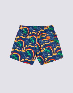 MAILLOT DE BAIN COURT À TAILLE ÉLASTIQUE IMPRIMÉ SOLEIL