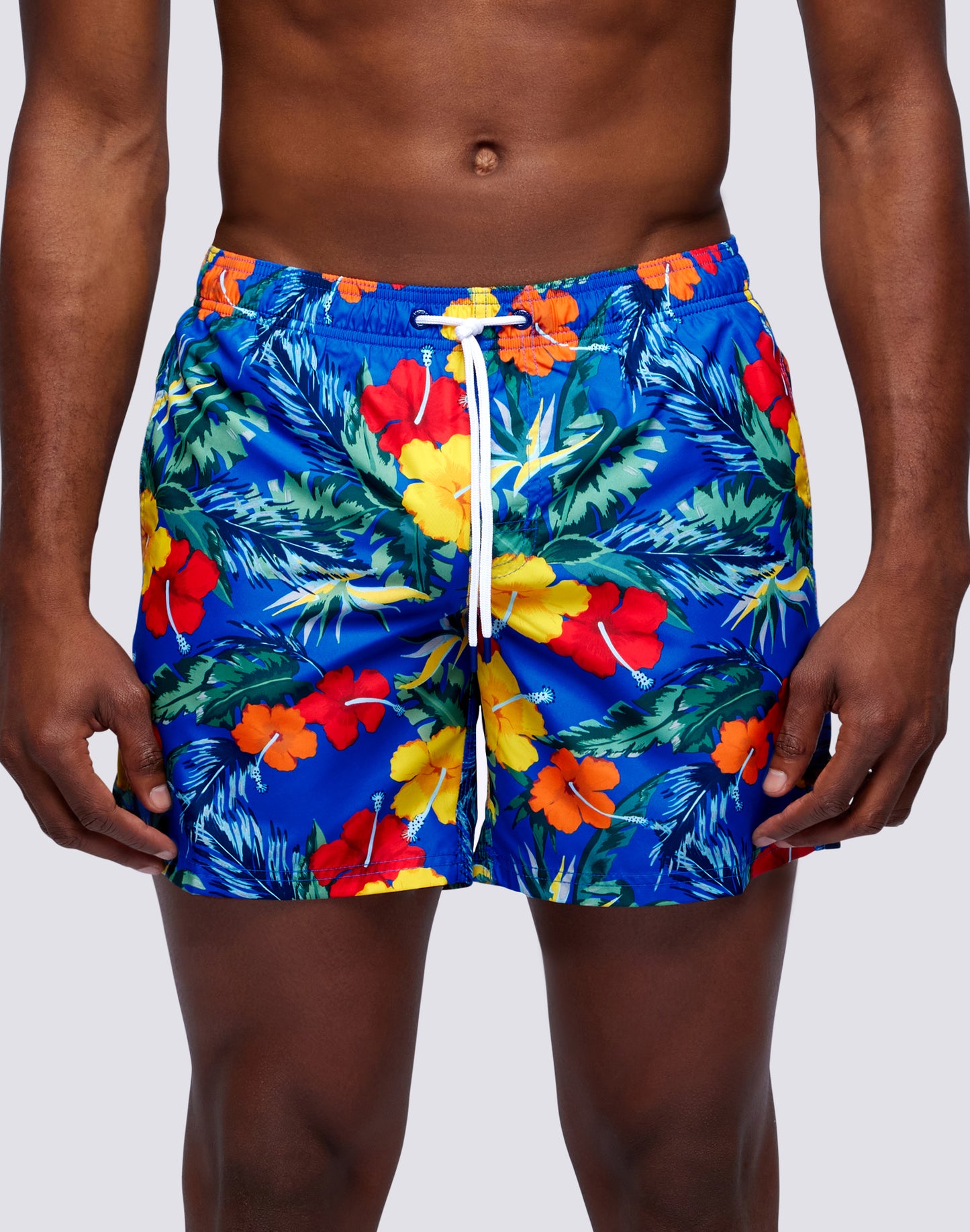 REPREVE® ELASTICATED WAIST SHORT SWIMSHORTS WITH MASTERPIECE PRINT
