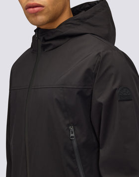 MEN'S SHORT JACKET WITH HOOD IN BONDED FABRIC