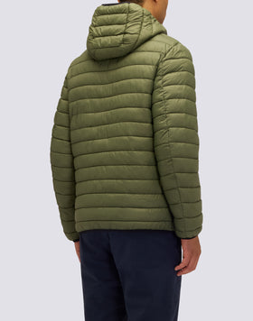 CHAQUETA CORTA DE PLUMÓN PARA HOMBRE 100 GRAMOS CON CAPUCHA