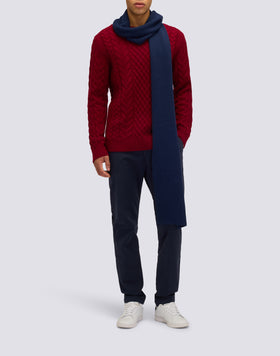 JERSEY DE CUELLO REDONDO PARA HOMBRE CON TRENZAS DE LANA MERINO Y CACHEMIRA