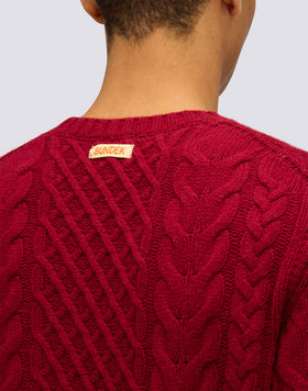 JERSEY DE CUELLO REDONDO PARA HOMBRE CON TRENZAS DE LANA MERINO Y CACHEMIRA