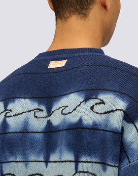 PULL JACQUARD À COL RAS DU COU POUR HOMME AVEC MOTIF VAGUE