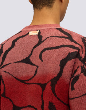 MEN'S CREW NECK JACQUARD SWEATER WITH HIBISCUS PATTERN