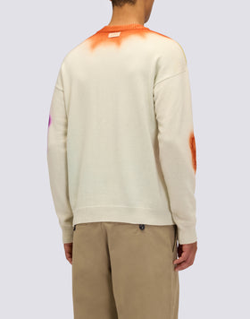 MAGLIONE UNISEX A GIROCOLLO CON INTARSIO MOTIVO FIORE