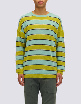 UNISEX CREW NECK SWEATER WITH MULTI-STRIPE PATTERN