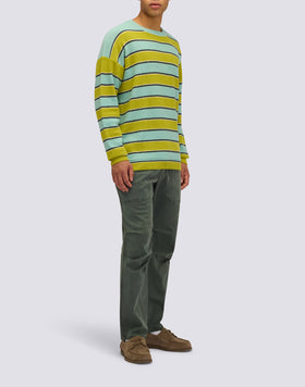 UNISEX CREW NECK SWEATER WITH MULTI-STRIPE PATTERN
