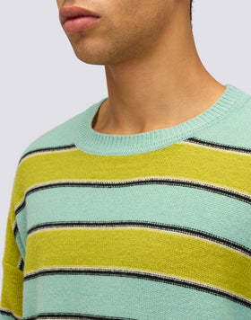 UNISEX CREW NECK SWEATER WITH MULTI-STRIPE PATTERN