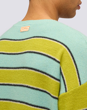 UNISEX CREW NECK SWEATER WITH MULTI-STRIPE PATTERN