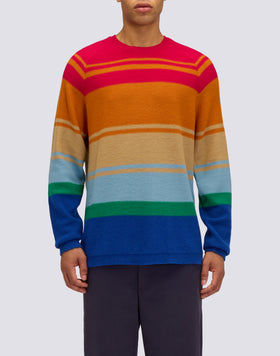 UNISEX MULTI-STRIPE CREW NECK SWEATER