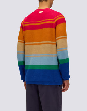 UNISEX MULTI-STRIPE CREW NECK SWEATER
