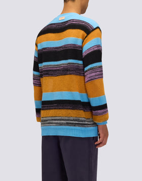 UNISEX CREW NECK SWEATER WITH MULTI-STRIPE PATTERN