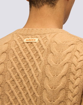 JERSEY DE CUELLO REDONDO PARA HOMBRE CON TRENZAS DE LANA MERINO Y CACHEMIRA