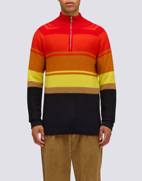 JERSEY DE CUELLO ALTO PARA HOMBRE CON CREMALLERA DE 3/4 Y RAYAS HERITAGE