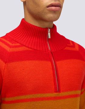 JERSEY DE CUELLO ALTO PARA HOMBRE CON CREMALLERA DE 3/4 Y RAYAS HERITAGE