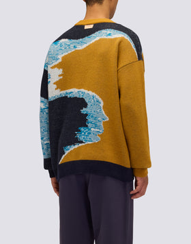 PULL COL V JACQUARD POUR HOMME AUX COULEURS EFFET MER