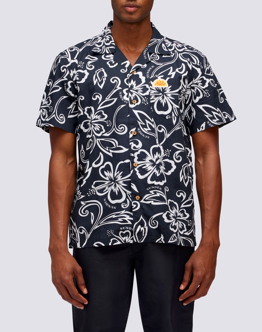 SHIRT WITH VINTAGE HIBISCUS PRINT