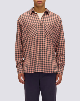 CAMICIA UOMO A QUADRETTI IN COTONE GABARDINA TINTO FILO