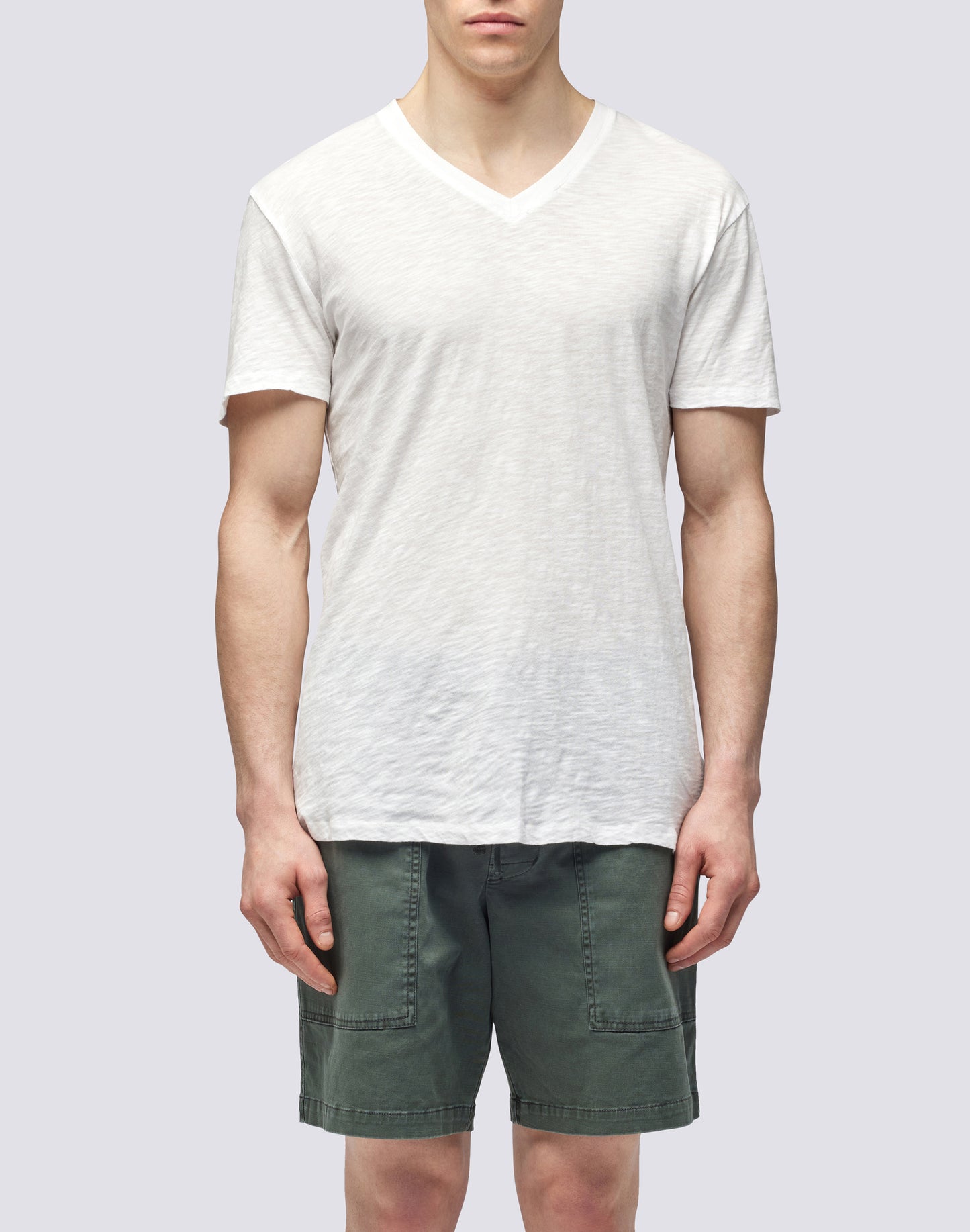 GARMENT DYED T-SHIRT WITH V-NECK