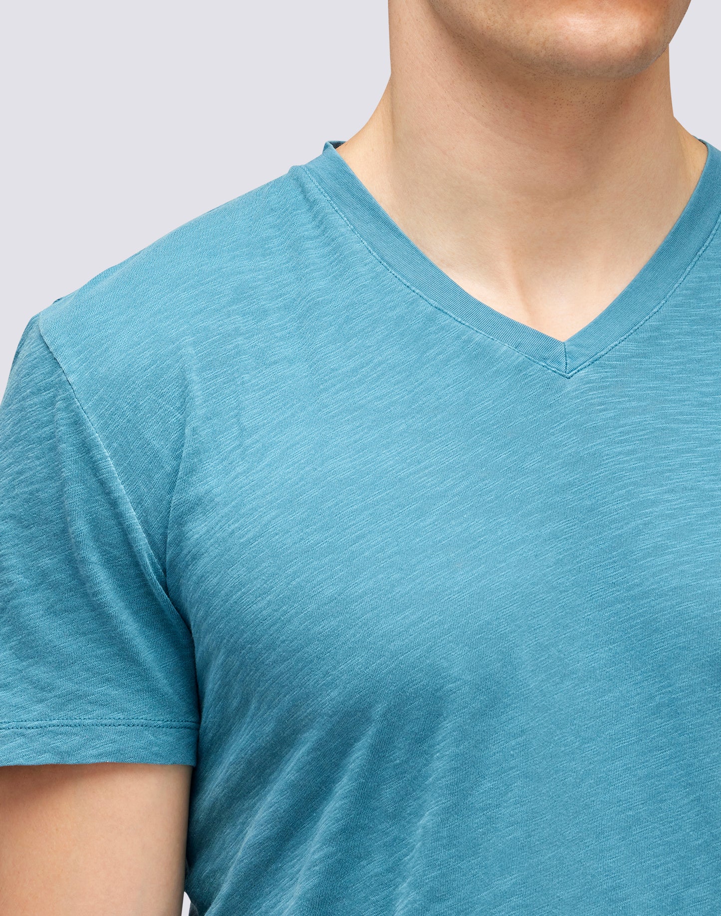 GARMENT DYED T-SHIRT WITH V-NECK