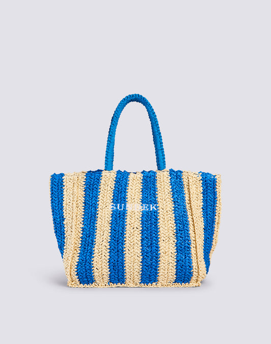 CHOU - PAPER STRAW BAG WITH EMBROIDERED LOGO