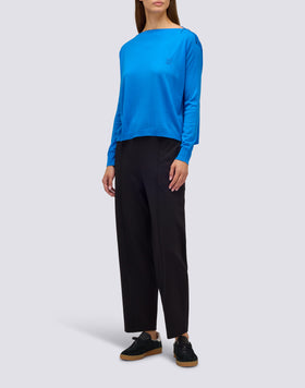 PANTALON LONG FEMME EN POINT DE MILANO AVEC TAILLE SEMI-ÉLASTIQUE